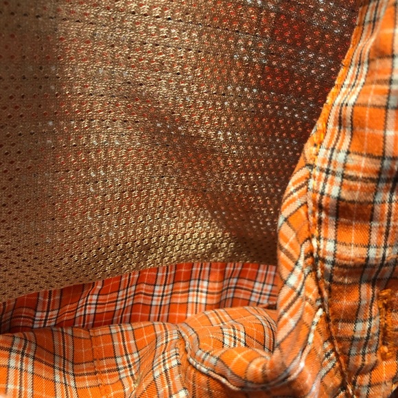 The North Face Mens Short Sleeve Orange plaid button down shirt Large - Picture 6 of 12